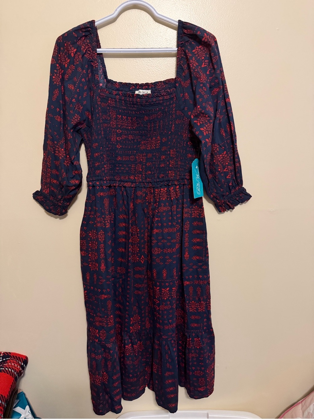 The Pioneer Woman Navy Dress with Red Floral Print